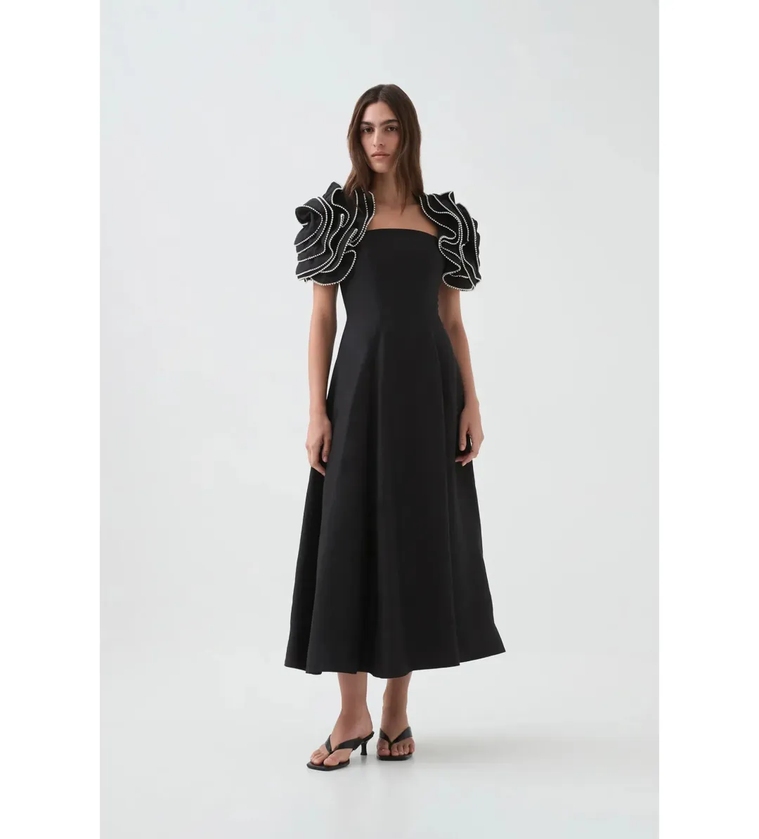 Aje Twyla Midi Dress Black Size 8 for rent on The Volte - main image