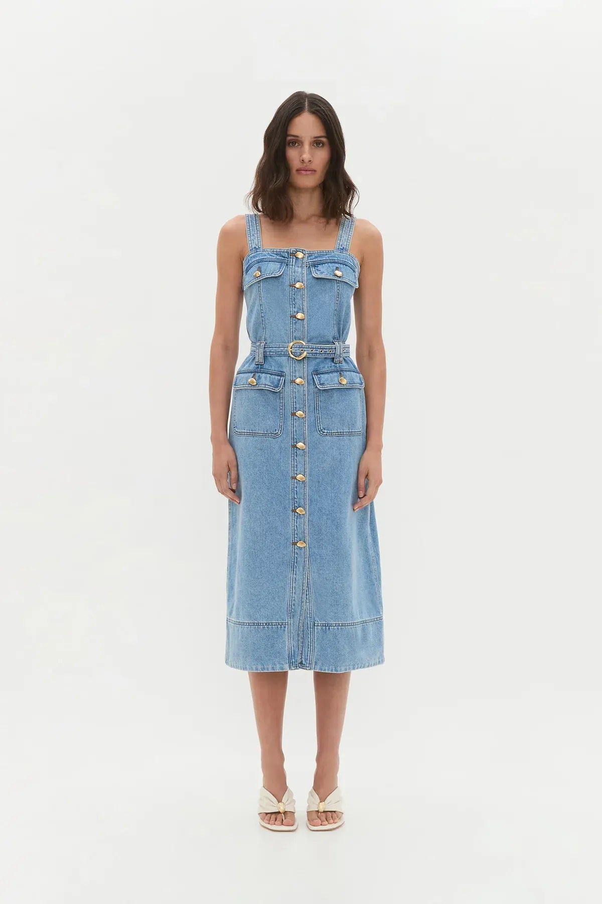 AJE HOLLAND DENIM MIDI DRESS (Size 14) for rent on The Volte - main image