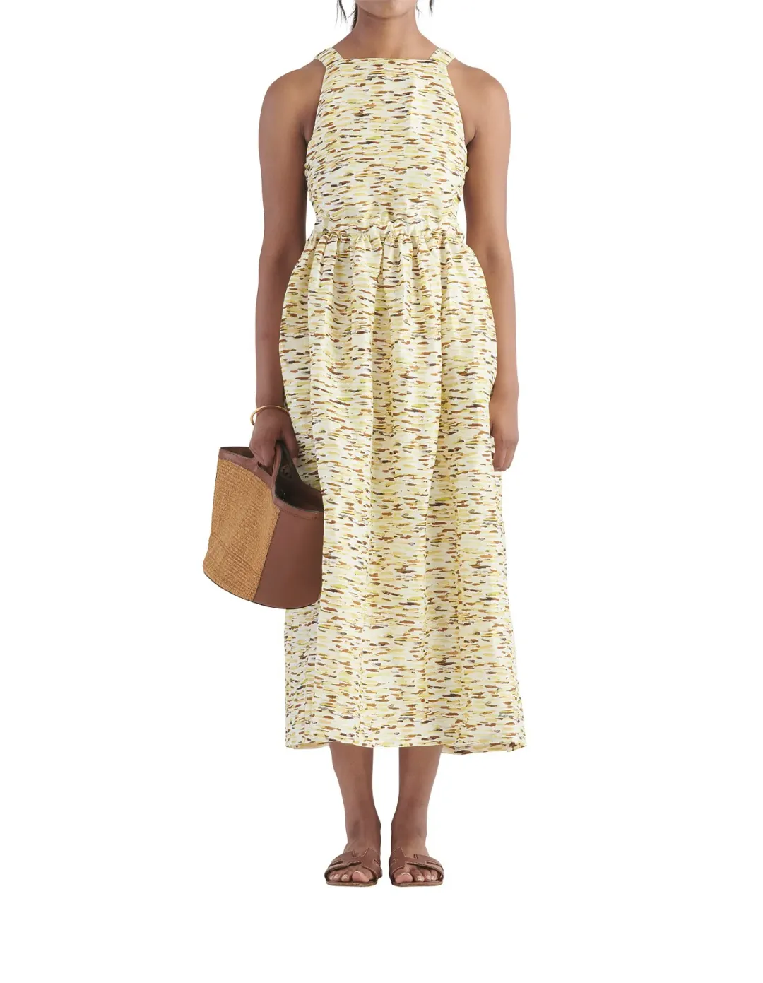 Elka Collective Mari Sleeveless Midi Dress in Citrus Print. Size 8 for rent on The Volte - main image
