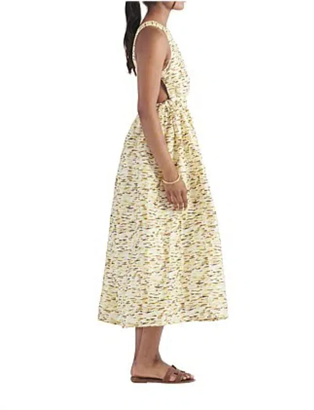 Elka Collective Mari Sleeveless Midi Dress in Citrus Print. Size 8 for rent on The Volte - main image
