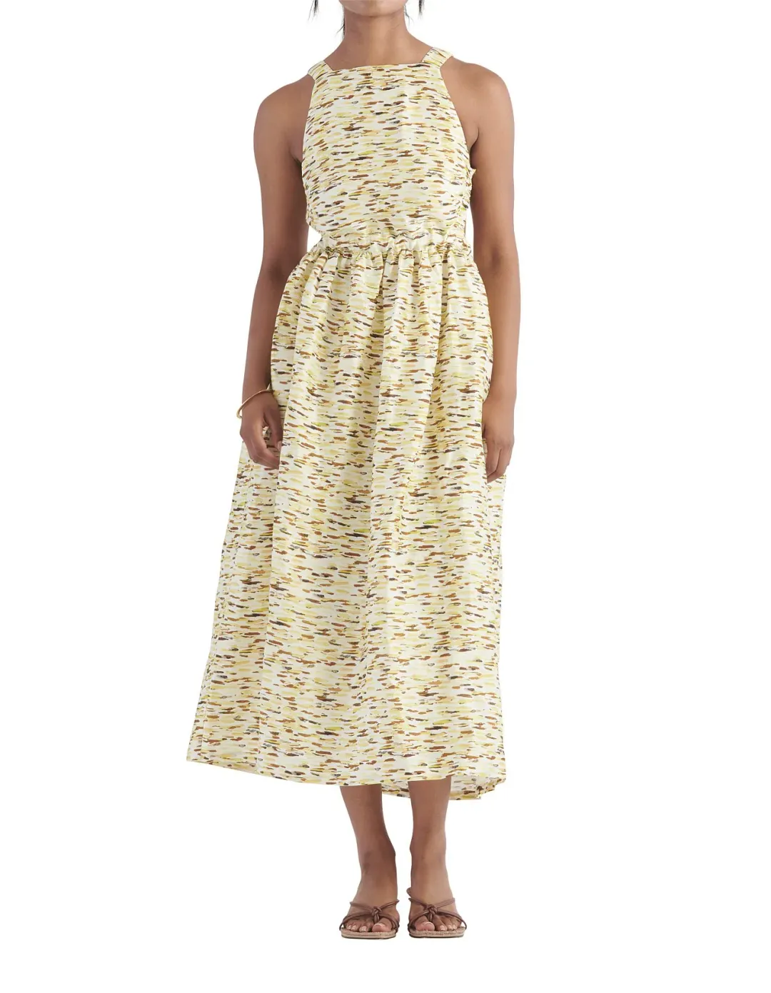 Elka Collective Mari Sleeveless Midi Dress in Citrus Print. Size 8 for rent on The Volte - main image