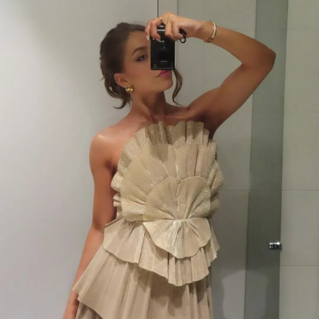 Aje Kyra Mini Dress In Gold Size 10 for rent on The Volte - main image