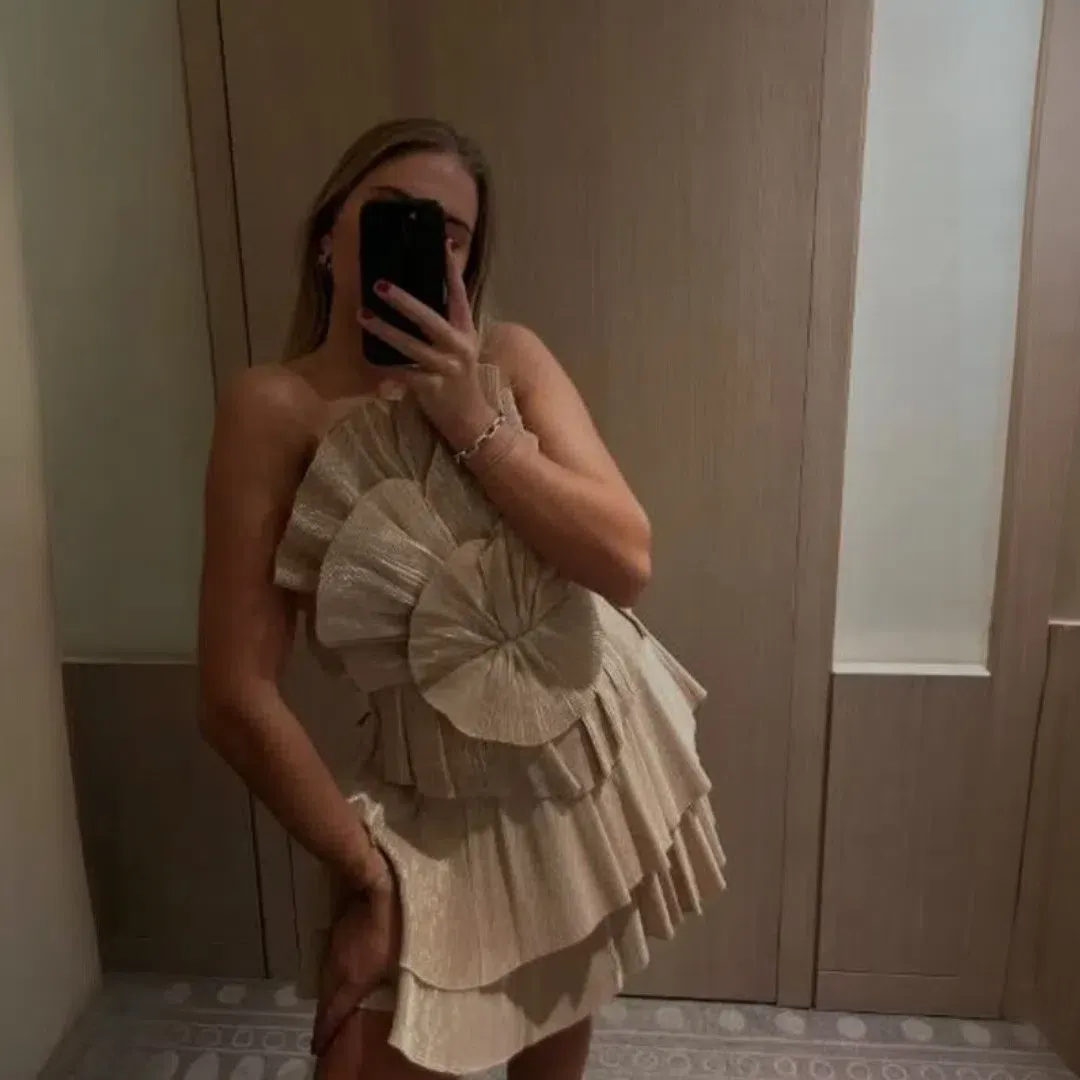 Aje Kyra Mini Dress In Gold Size 10 for rent on The Volte - main image