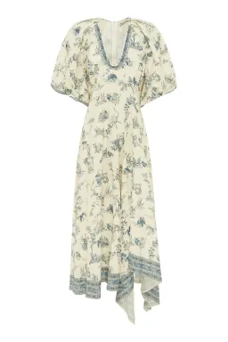 Alemais Casa Midi Dress in Blue Floral Print Size AU 12 for rent on The Volte - image 2