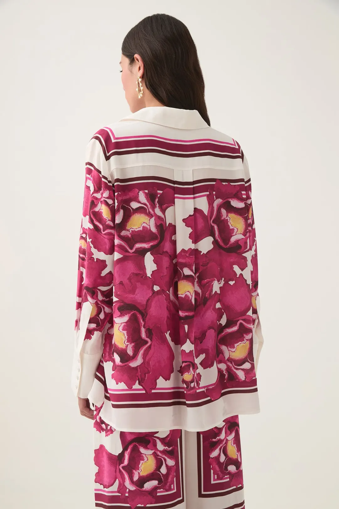 AJE ATOMIC SILK SHIRT AND RELAXED PANTS SET BOLDLY BLOOMING SIZE AU 10 & 12 for rent on The Volte - main image