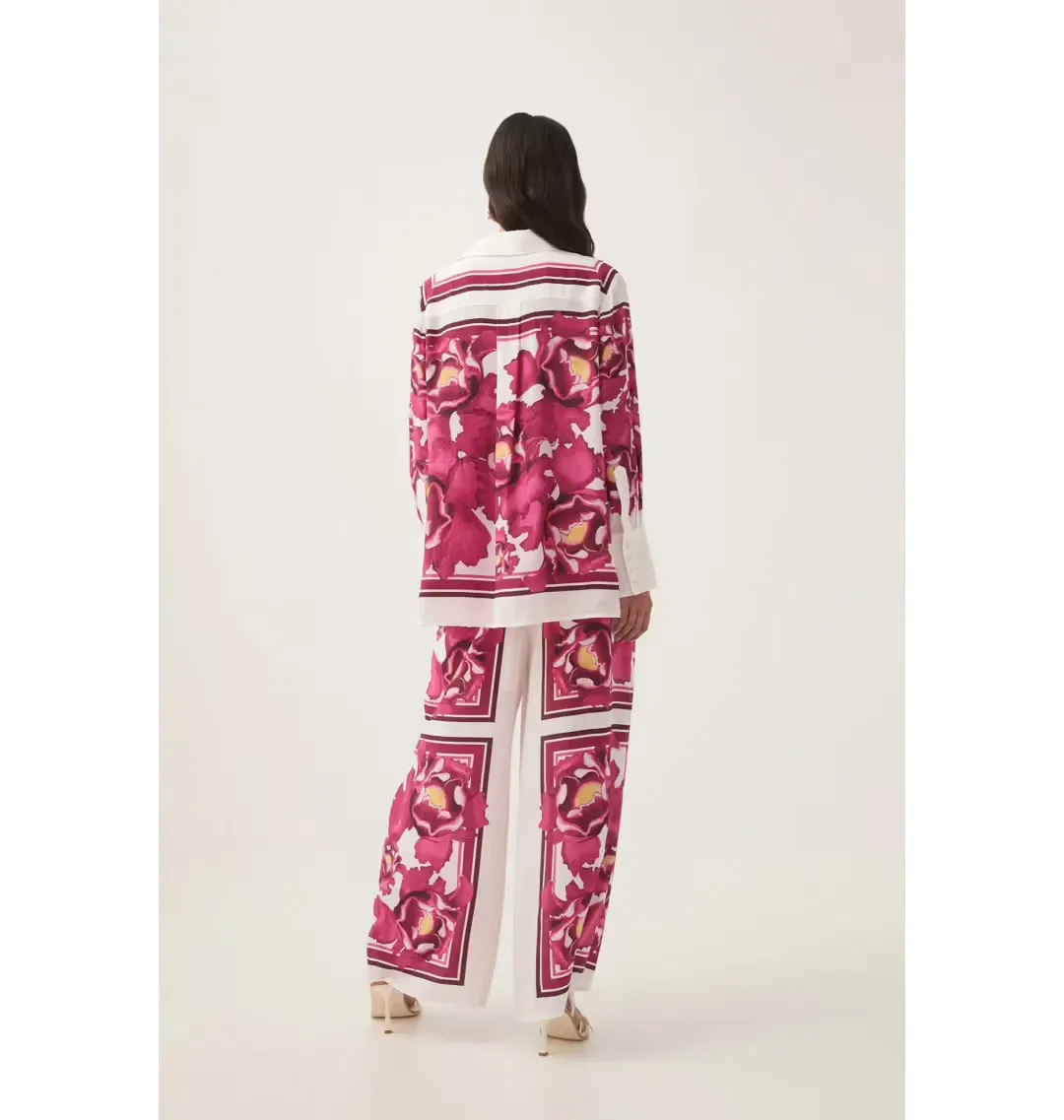 AJE ATOMIC SILK SHIRT AND RELAXED PANTS SET BOLDLY BLOOMING SIZE AU 10 & 12 for rent on The Volte - main image