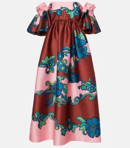 ALEMAIS AZALEA OFF-SHOULDER SATIN MIDI DRESS FLORAL SIZE AU 14 for rent on The Volte - image 4