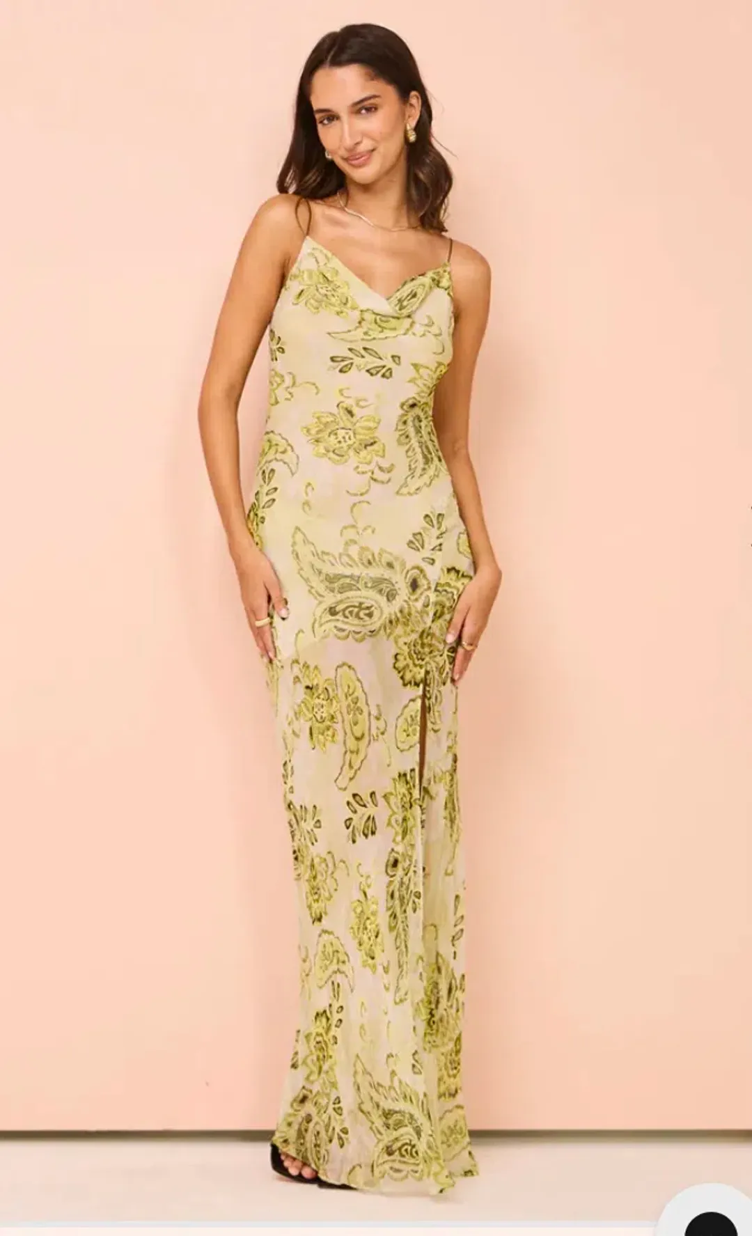  BEC & BRIDGE LYLOU MAXI DRESS LEMON PAISLEY SIZE 8 for rent on The Volte - main image