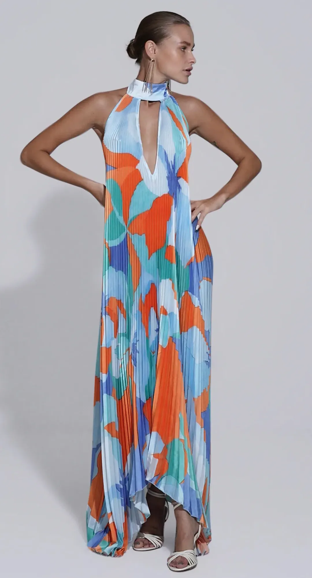 Lidee Opera Gown Capri Print Orange Size AU 8 for rent on The Volte - main image