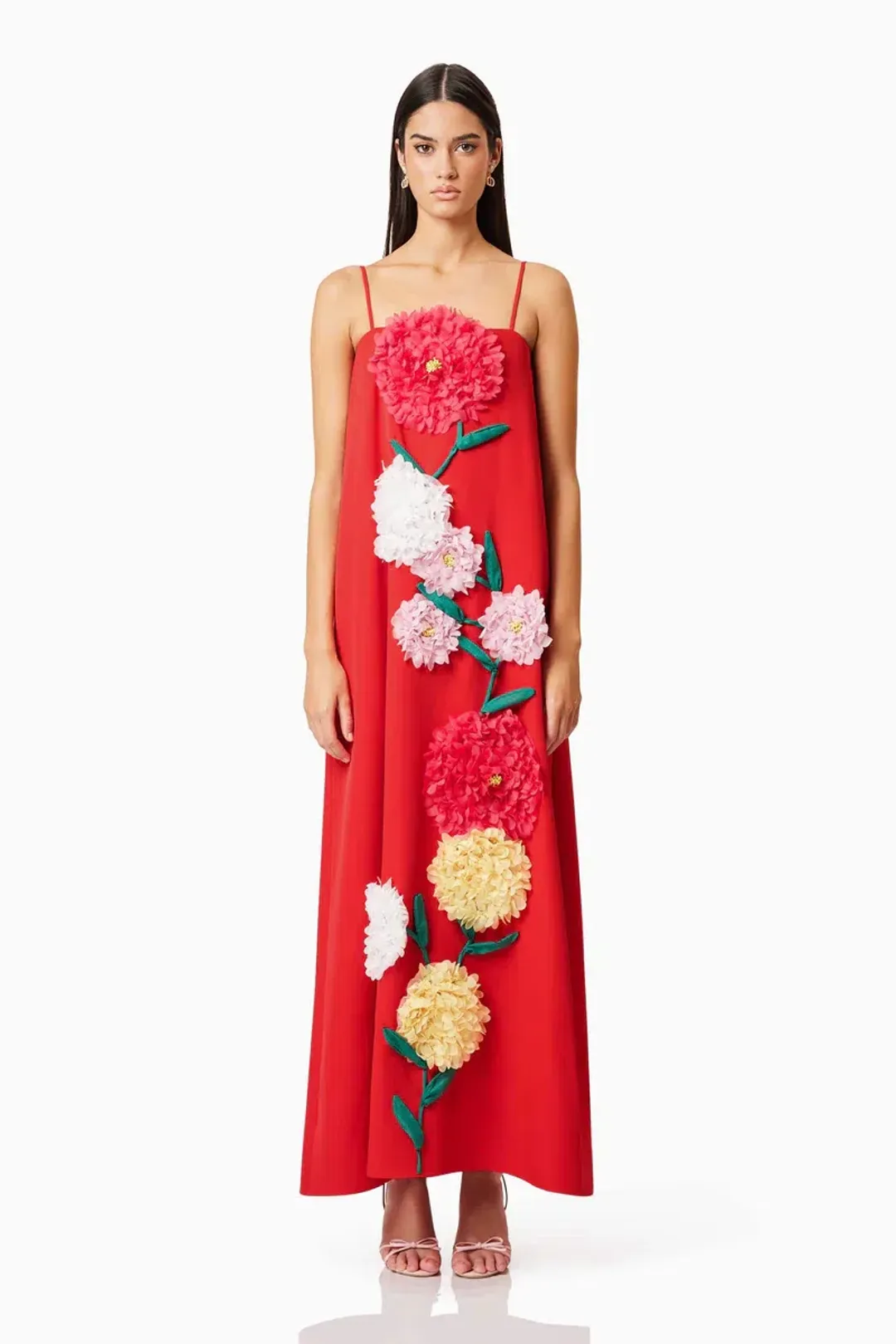 Elliatt Buttercup Embroidered Maxi Dress Red Size AU 12 for rent on The Volte - main image