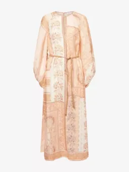 Zimmermann Lucky Tunic Midi Dress Size 4 / AU 16 Linen Peach Floral Print Long Sleeve for rent on The Volte - image 2