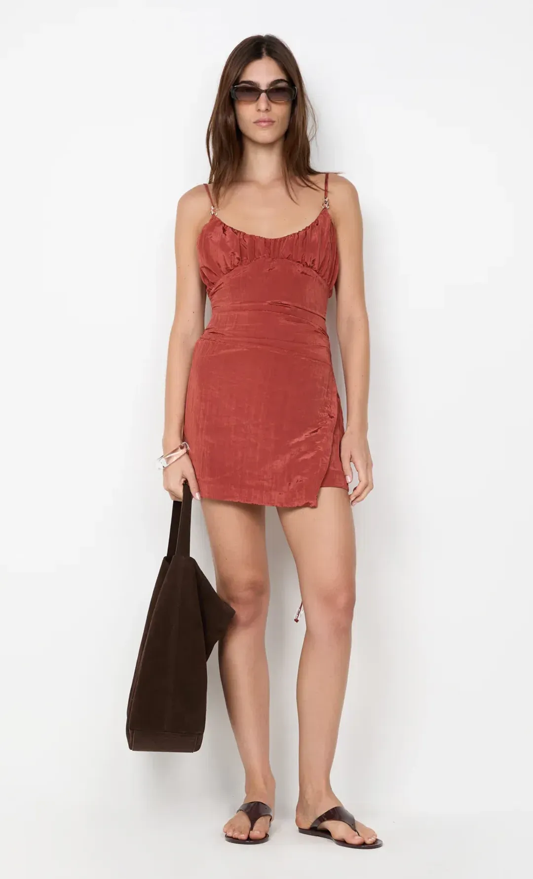 Bec & Bridge ODESSA SCOOP MINI DRESS Rust Size 6 for rent on The Volte - main image