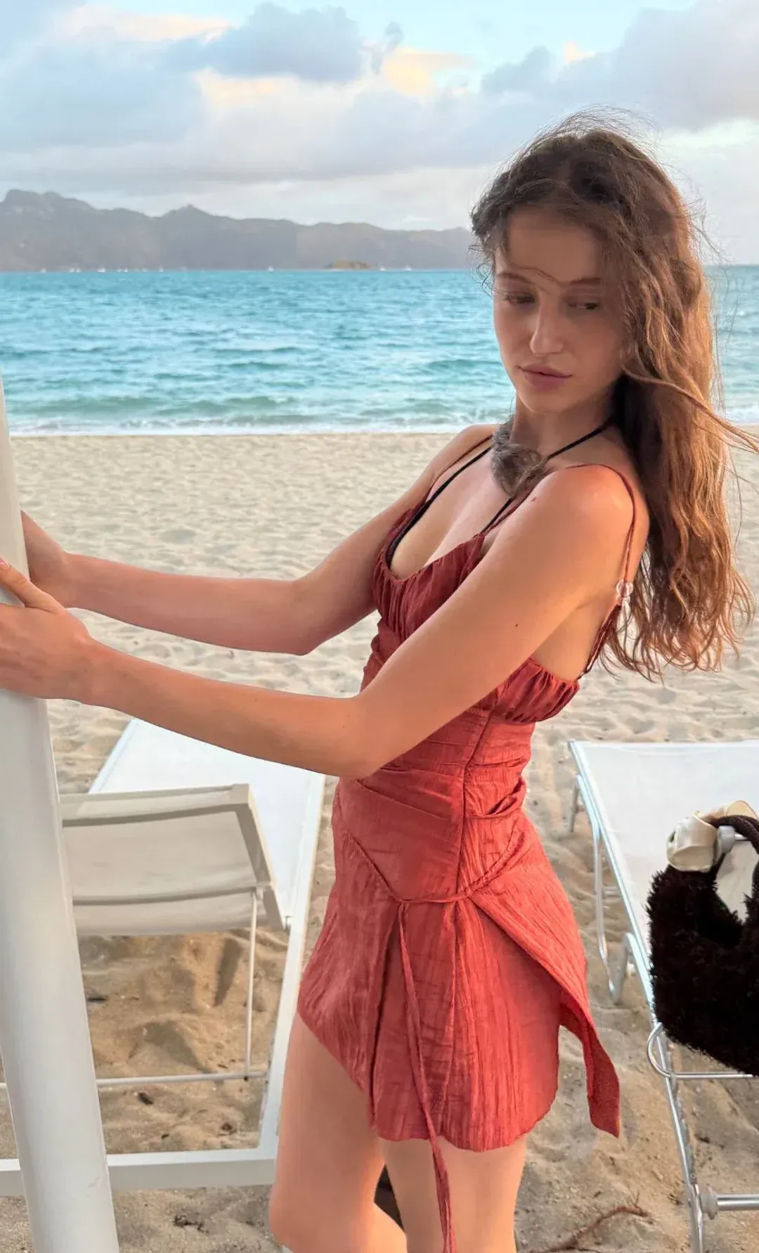 Bec & Bridge ODESSA SCOOP MINI DRESS Rust Size 8 for rent on The Volte - main image