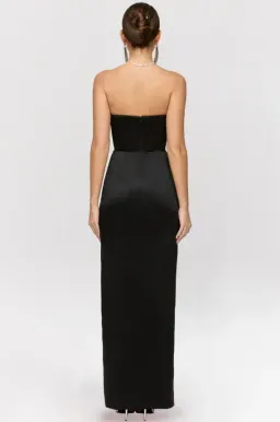 HOUSE OF CB Adrienne Black Satin Strapless Corset Maxi Size S for rent on The Volte - image 2