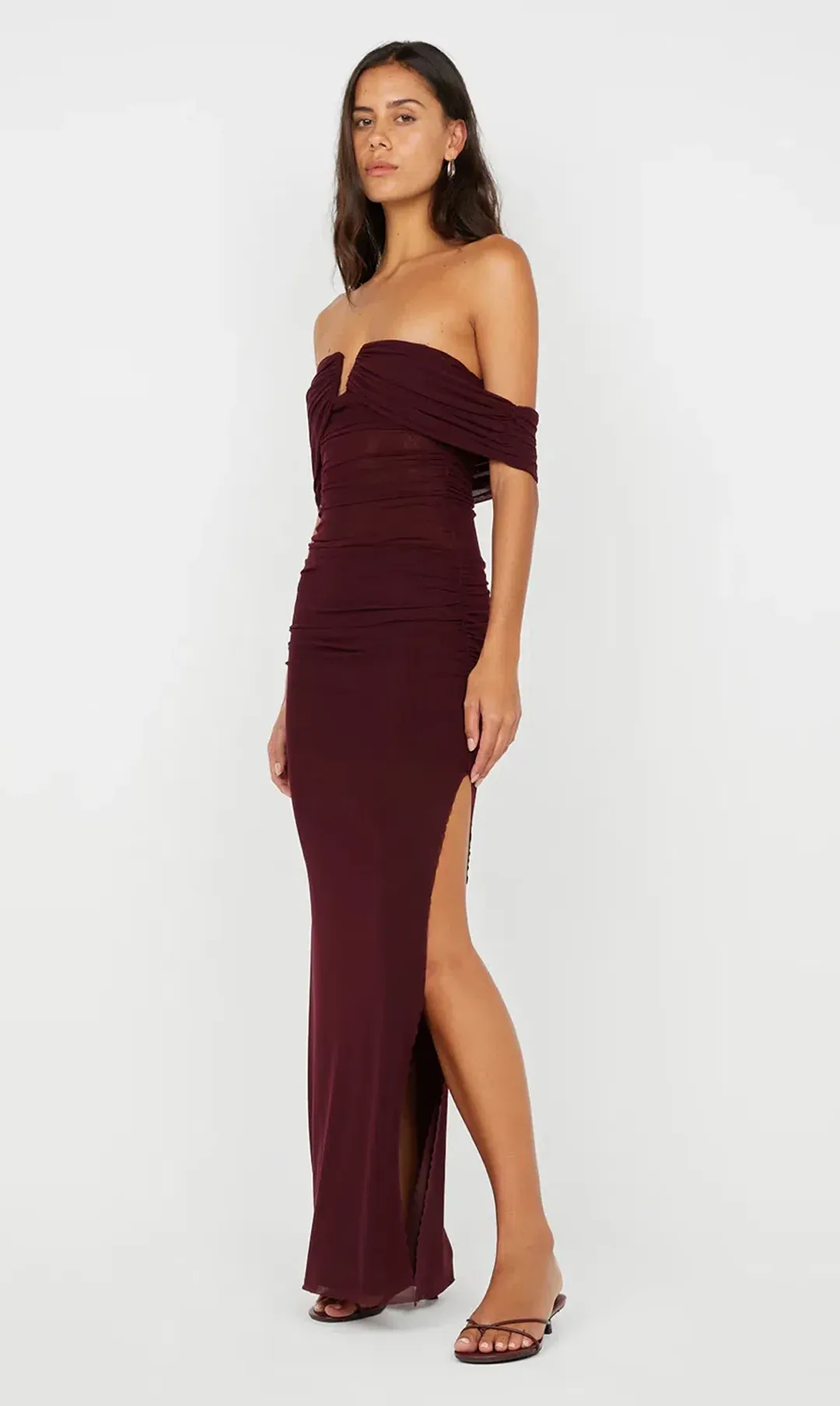Bec & Bridge Poppy Gathered Maxi Dress Plum Size 6 for rent on The Volte - main image