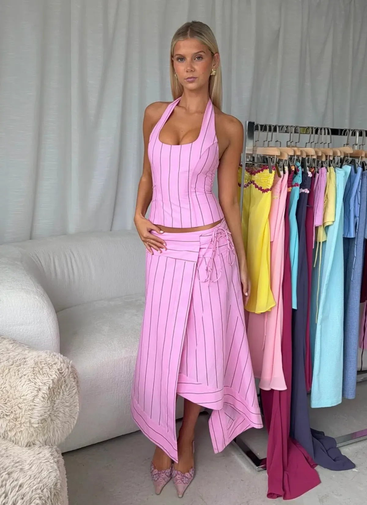 I am Delilah SABRINA corset + wrap skirt in SANGRIA 8 for rent on The Volte - main image