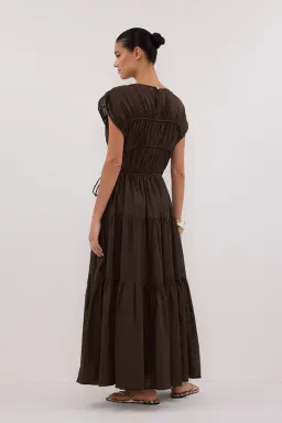 Dissh FLYNN BITTER CHOC LINEN BLEND MIDI DRESS - 10 for rent on The Volte - image 4