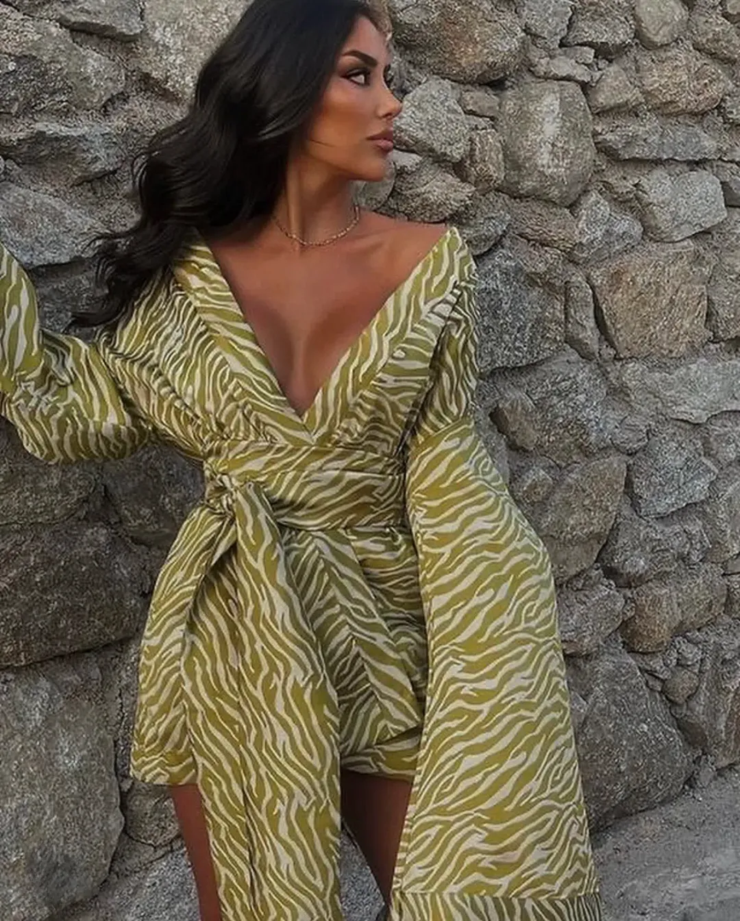 Khirzad Femme Rio Robe Gold Tiger Print for rent on The Volte - main image