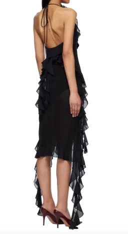 FANCÌ CLUB - Black Ruffle Midi Dress for rent on The Volte - image 2