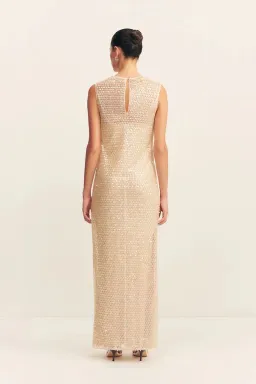 SHONA JOY EVERLY HIGH NECK SLEEVELESS MAXI DRESS MACADAMIA SIZE 14 for rent on The Volte - image 4