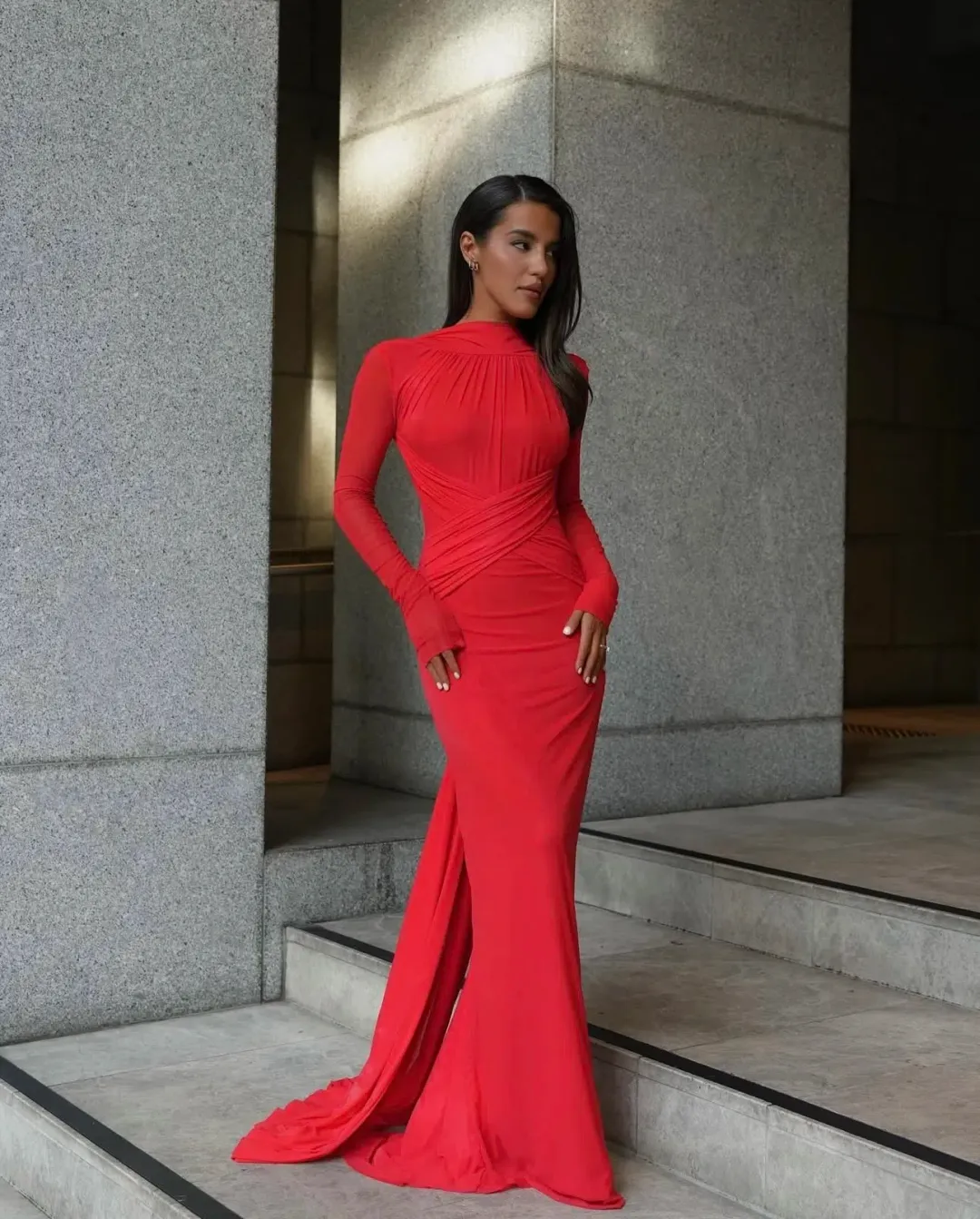 Effie Kats Monaco Gown in Red Size AU12 for rent on The Volte - main image