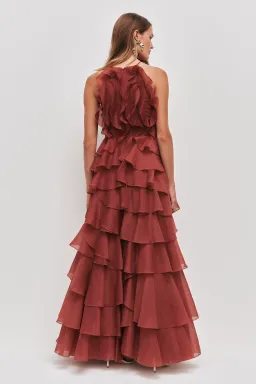 Aje Cleo Gown in Rust Size 6 for rent on The Volte - image 3