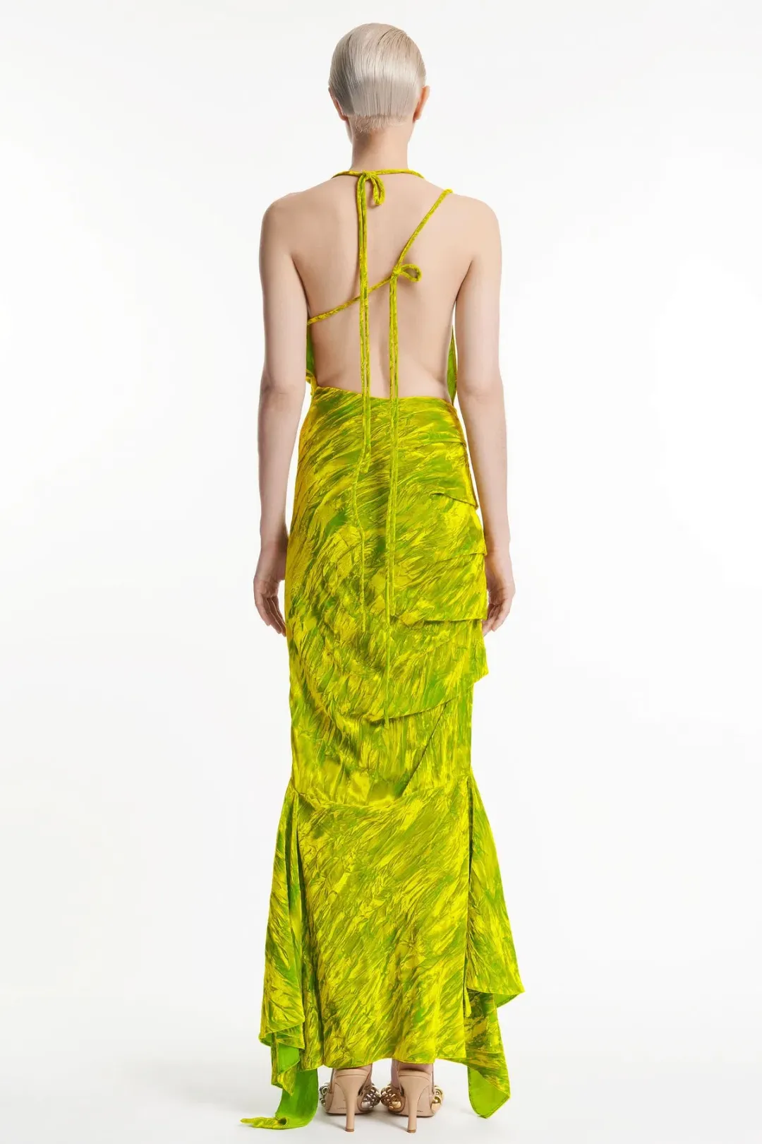 A.W.A.K.E Mode Asymmetrical dress in Citron, Size 34 for rent on The Volte - main image
