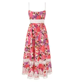 Zimmermann Stardust Fit & Flare Midi Dress Pink Floral Size 1 AU 10 for rent on The Volte - image 1