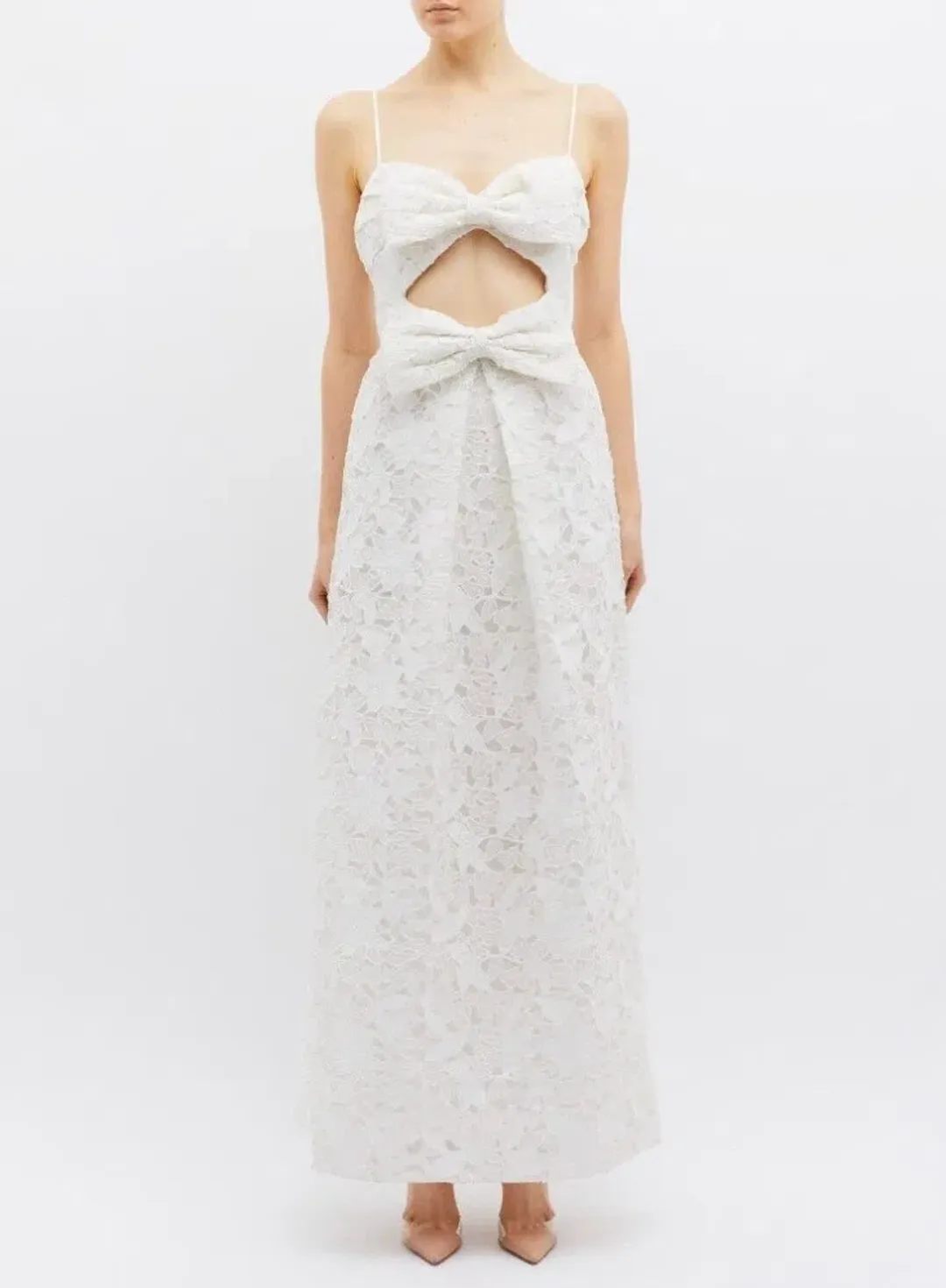 Zimmermann Lace Corsage Bow Maxi Dress White Size 3 / AU 14 for rent on The Volte - main image