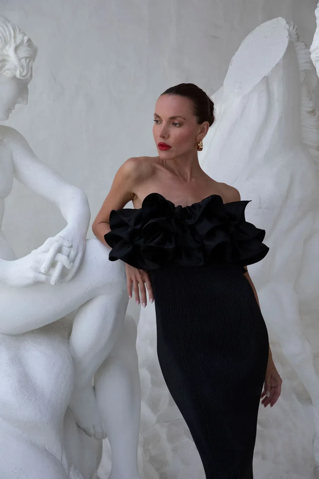 L'Idee Paris Tube Maxi Dress in Noir Black Size M / AU 10 for rent on The Volte - main image