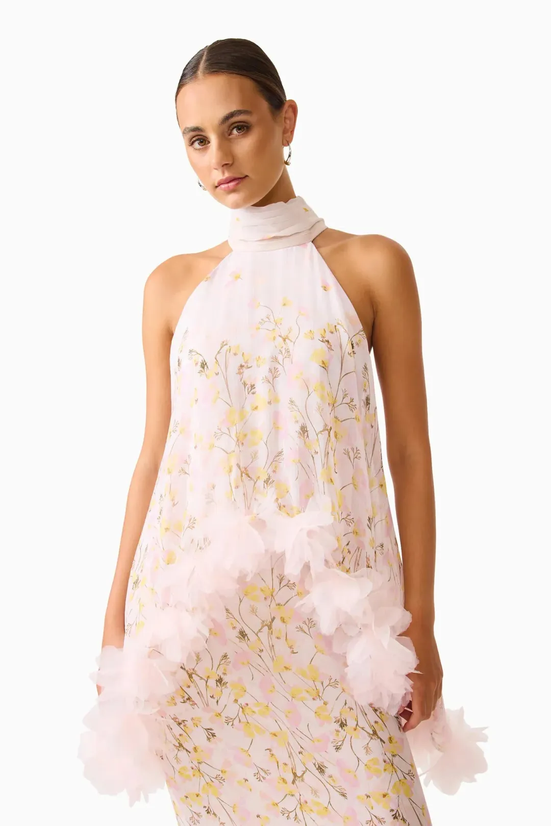 Elliatt Tulsia Floral Cape Maxi Dress in Pink for rent on The Volte - main image