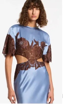 SIR THE LABEL DANSEURS LACE CUT OUT GOWN BLUE SIZE 1 for rent on The Volte - image 1