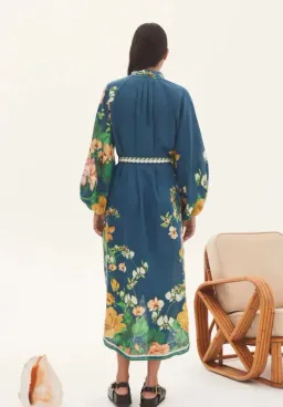 Alemais Lyla Linen Shirt Dress Blue Floral Size 8 for rent on The Volte - image 3
