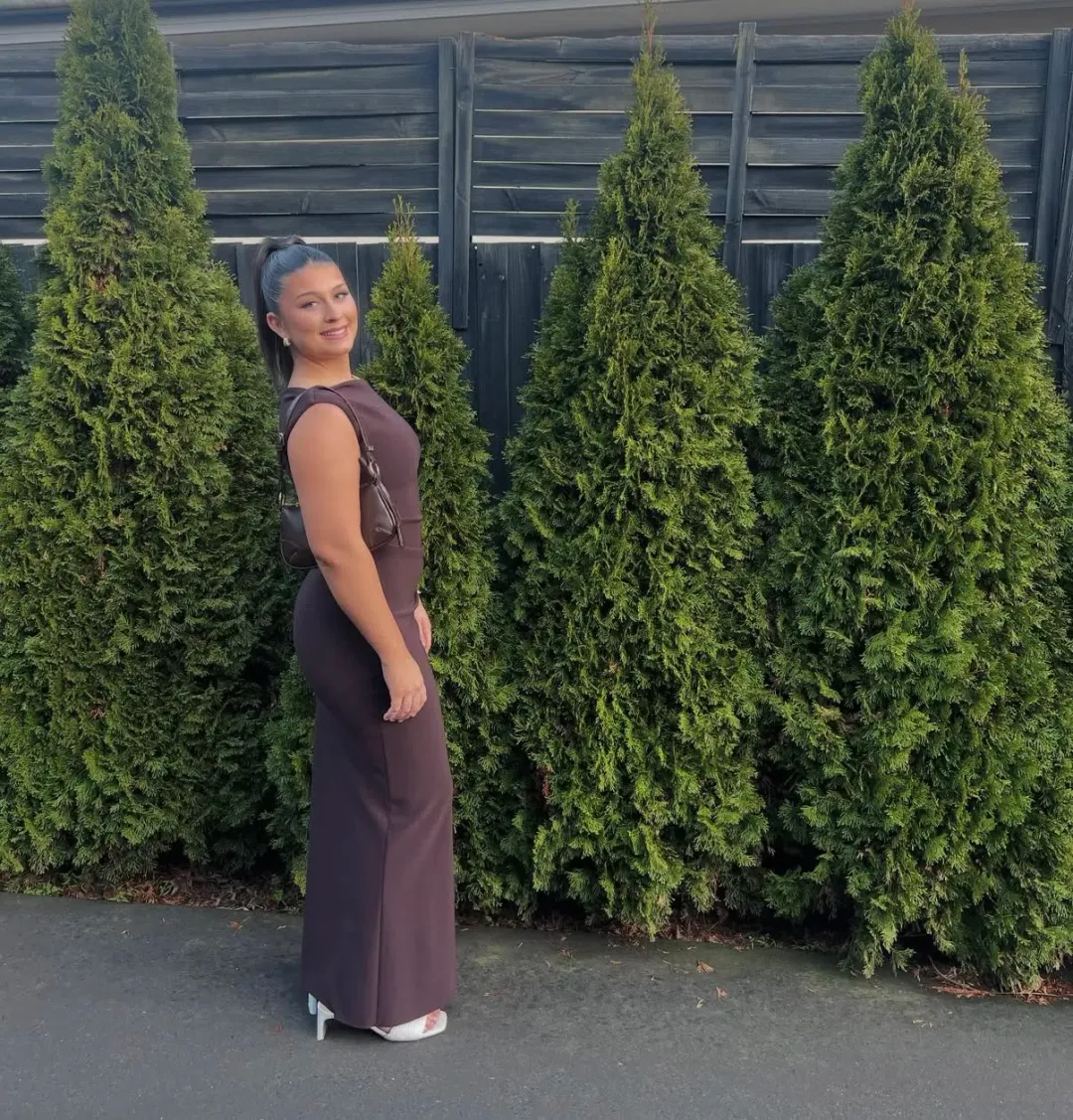 Bec and Bridge Leora Asym Maxi Dress in Dark Chocolate Size 12 for rent on The Volte - main image