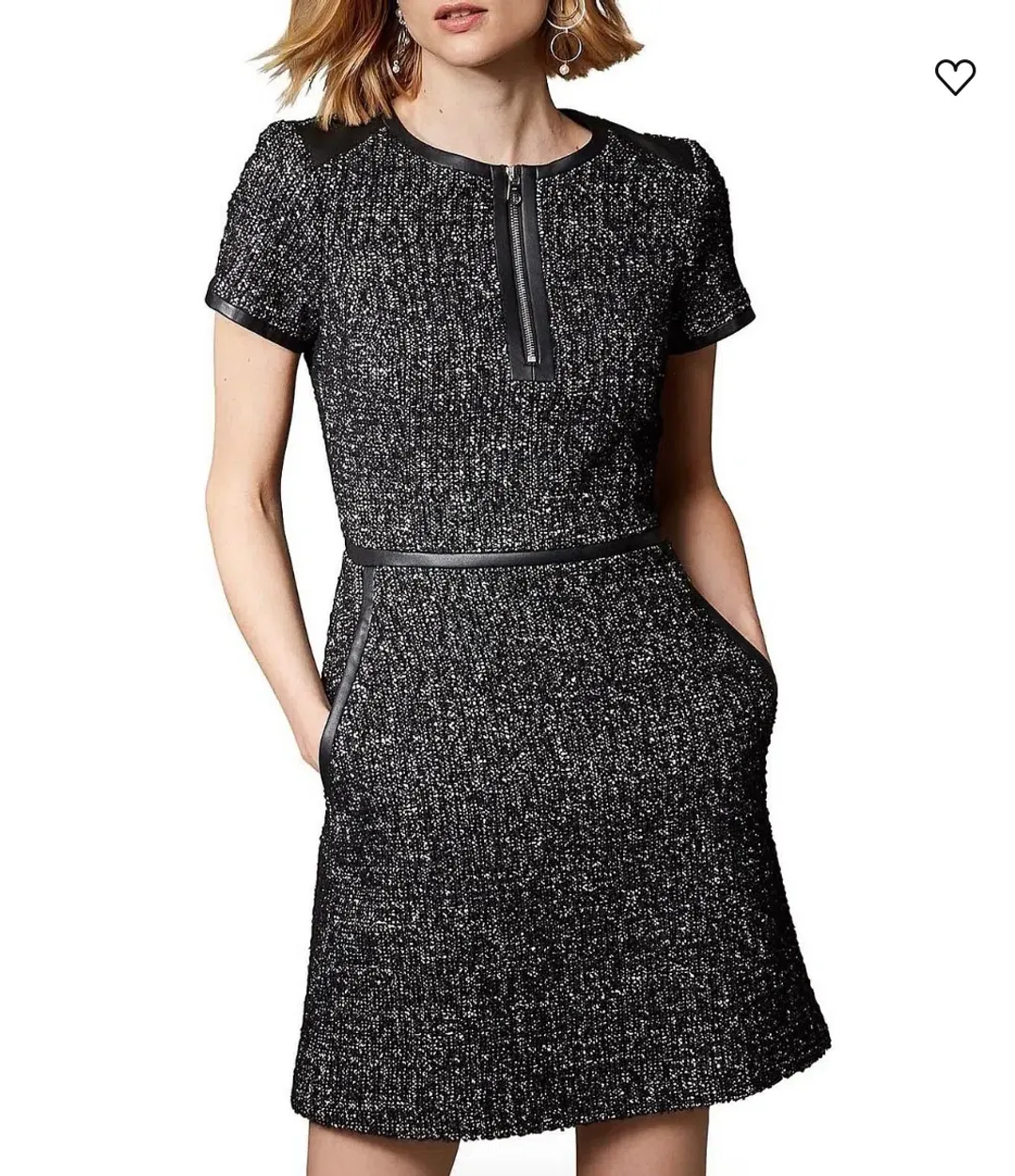 Karen Millen Tweed mini dress with faux leather detailing   RRP $800 for rent on The Volte - main image