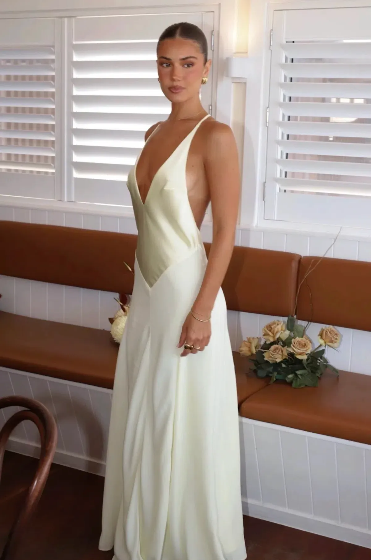 Sneaky Link Jaz Hand V-Neck Maxi Dress Butter Size S / AU 8 for rent on The Volte - main image