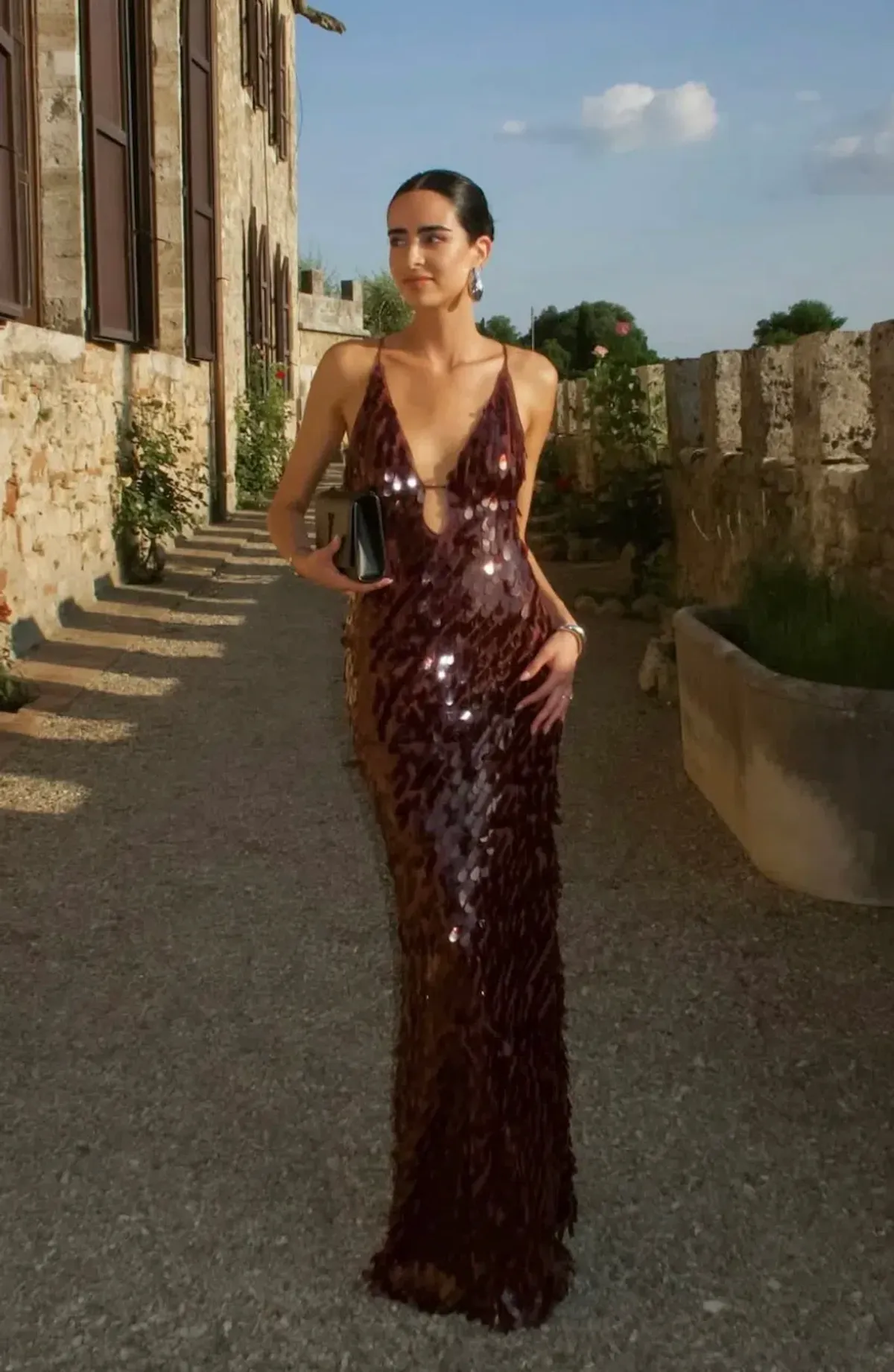 Misha Sapphire Sequin Maxi Dress Fig Size XS / AU 6 for rent on The Volte - main image