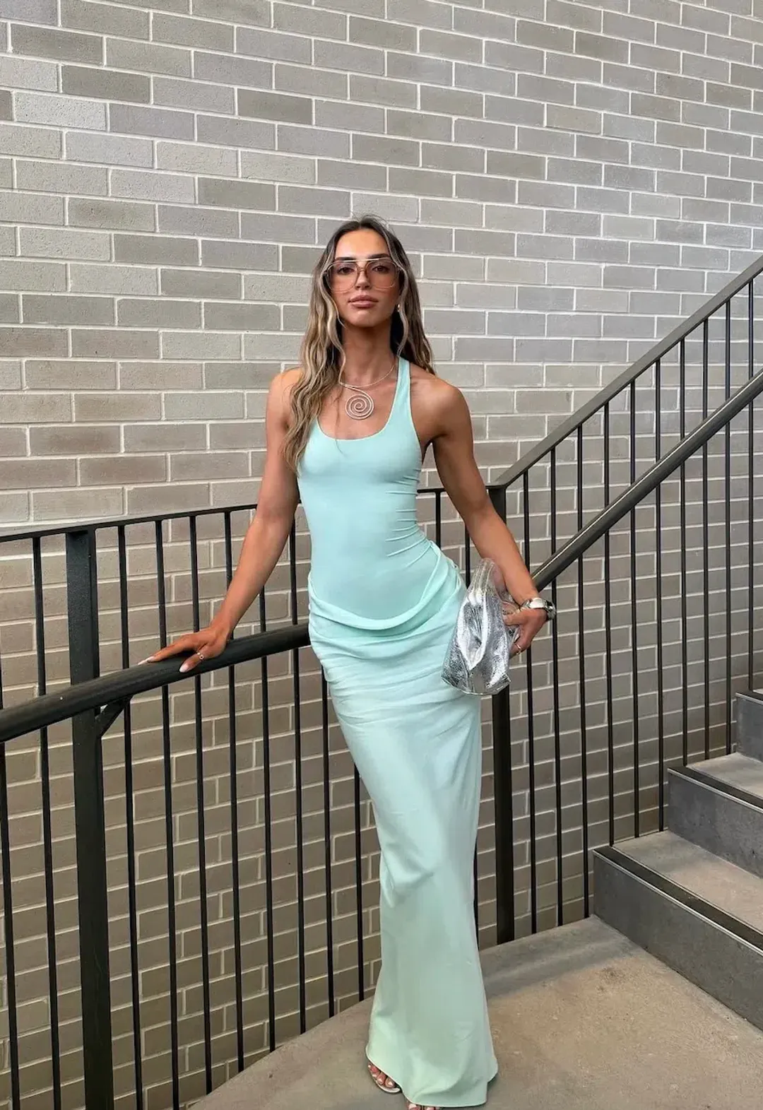 Benni Jade Maxi Dress Bleached Aqua Size 8 for rent on The Volte - main image