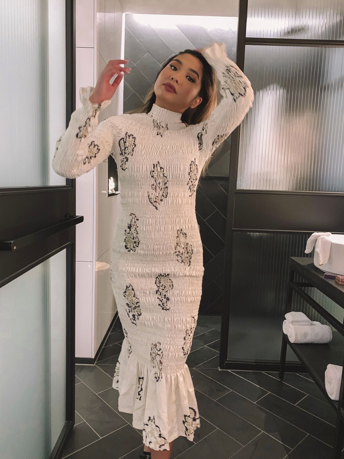 Sir The Label Aster Long Sleeve Midi Dress Print Size AU 6 for rent on The Volte - main image