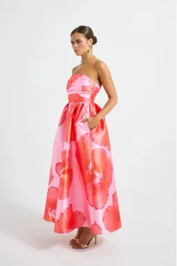 Pasduchas Kalani Strapless Midi Rasberry Pink / Orange size 10 for rent on The Volte - image 4