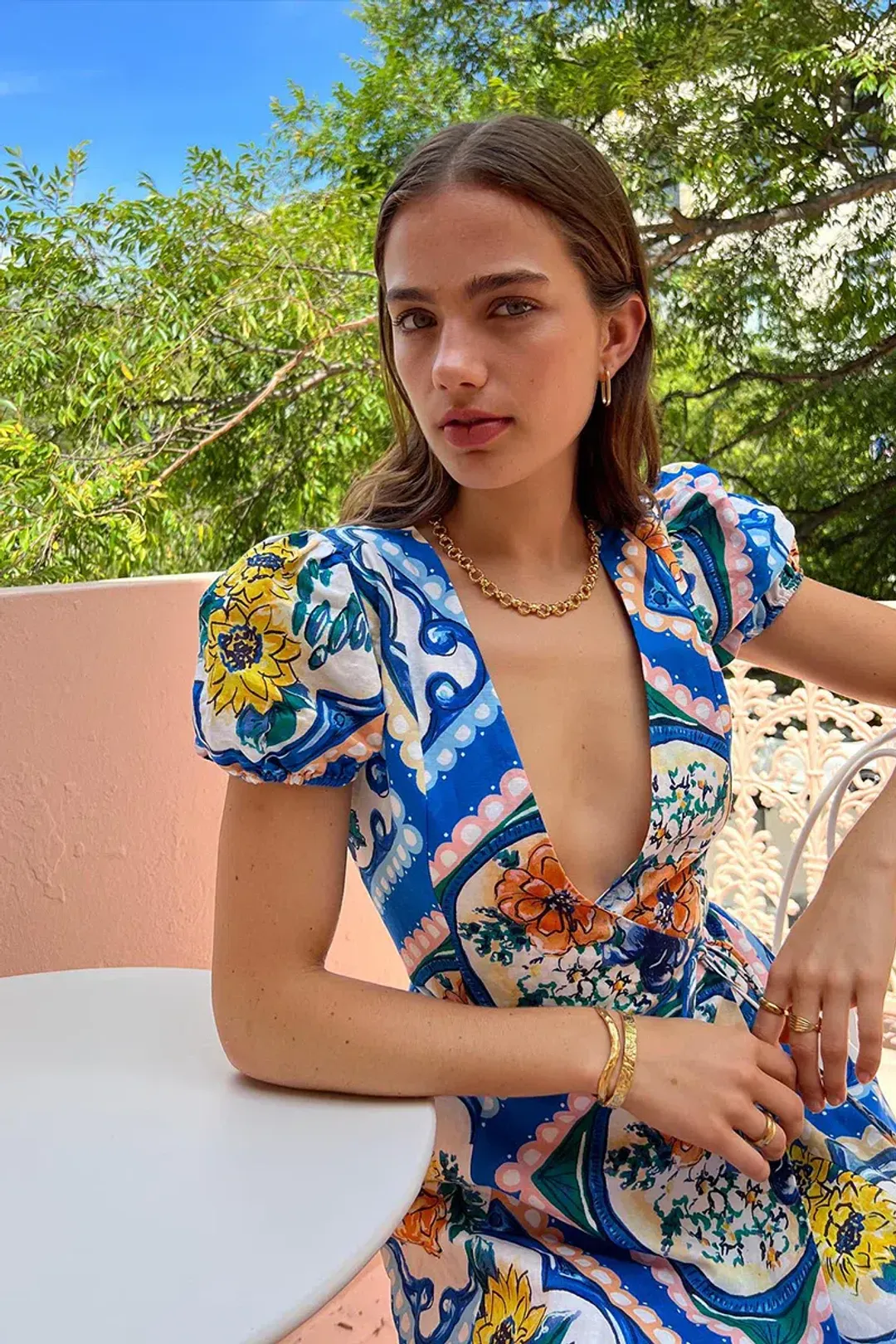 By Nicola Havana Wrap Mini Dress Azure Floral Size AU 8 / S for rent on The Volte - main image