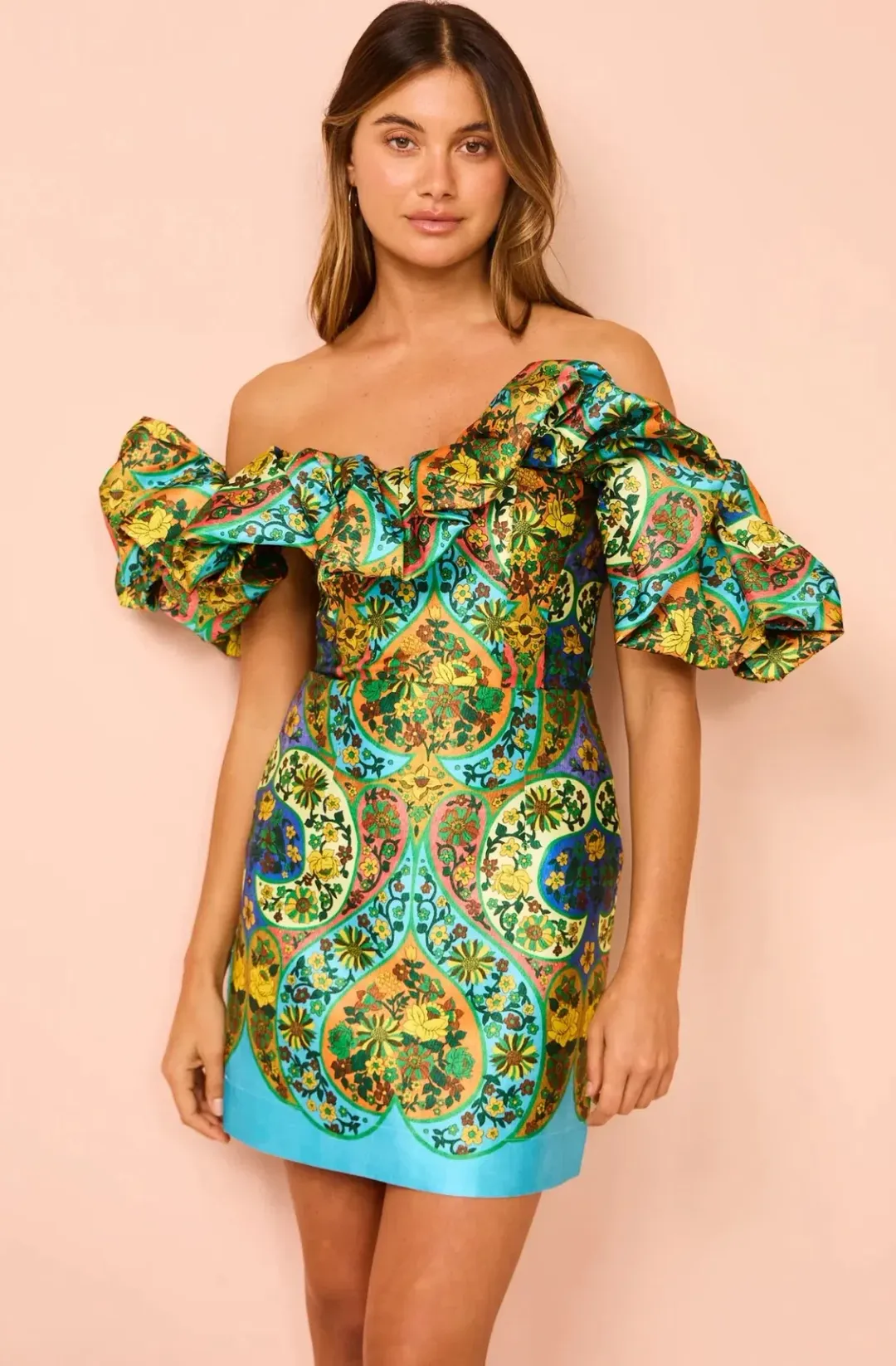 Alemais Sofie Off Shoulder Mini Dress size 14 for rent on The Volte - main image