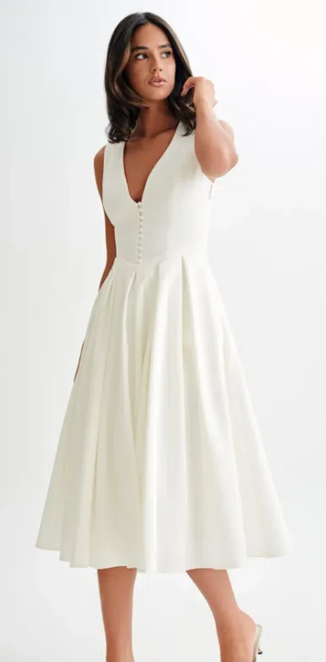 MESHKI Keely Cotton Sleeveless Midi White Size Small for rent on The Volte - main image