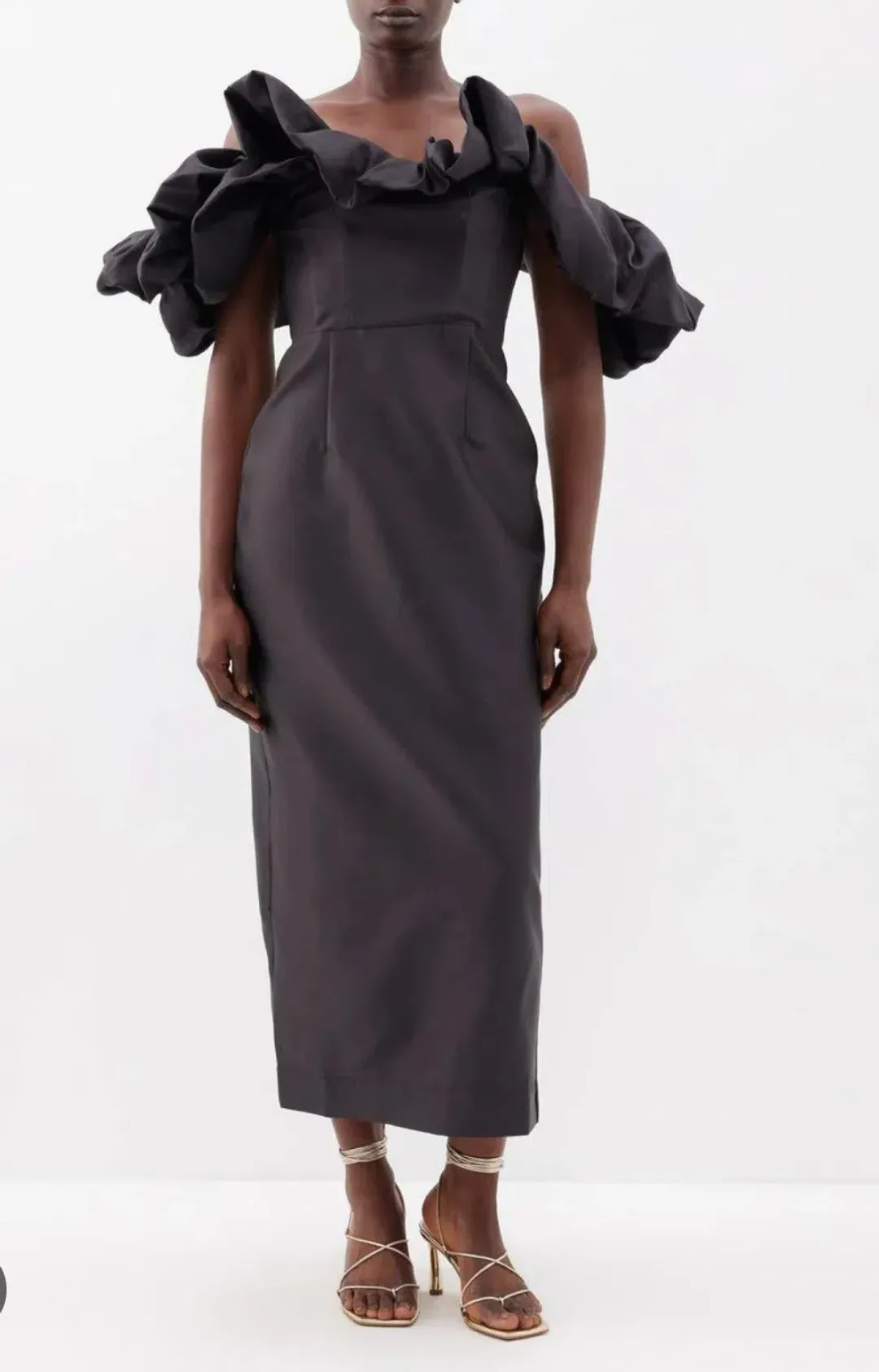 Alemais Suzi Off Shoulder Midi Dress Black Size 6 for rent on The Volte - main image