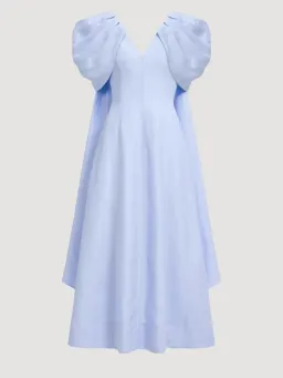 Aje Bisou Midi Dress Size AU 14 Pale Blue Puff Sleeve Gown for rent on The Volte - image 3