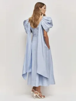 Aje Bisou Midi Dress Size AU 14 Pale Blue Puff Sleeve Gown for rent on The Volte - image 4