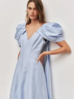 Aje Bisou Midi Dress Size AU 14 Pale Blue Puff Sleeve Gown for rent on The Volte - image 5