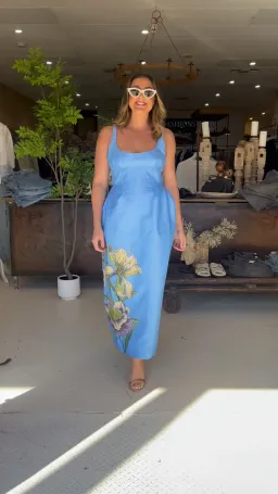 Alemais Donata Taffeta Maxi Gown Blue Print Size AU 8 for rent on The Volte - image 2