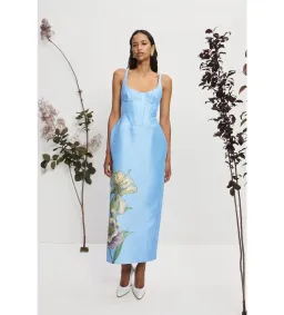 Alemais Donata Taffeta Maxi Gown Blue Print Size AU 8 for rent on The Volte - image 3
