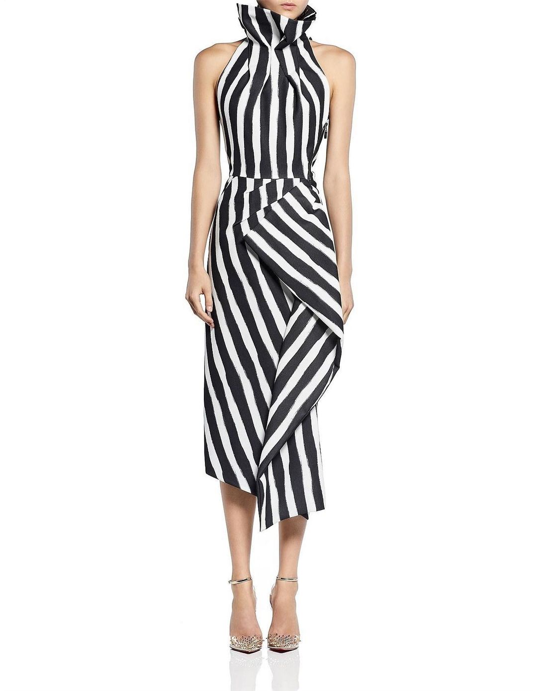 Maticevski  Solar Drape Crepe Dress Black Size 12 for rent on The Volte - main image